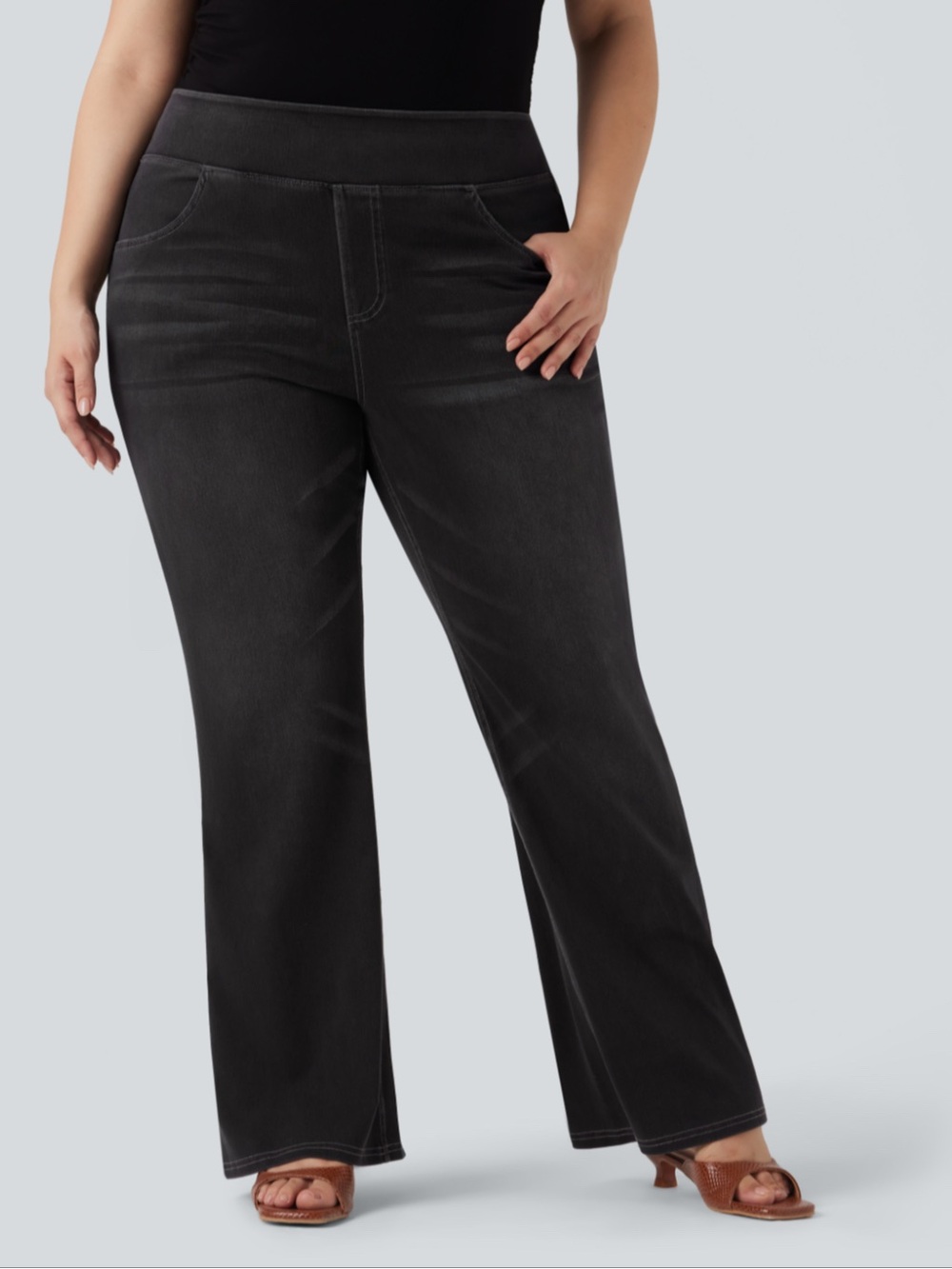 Halara Flex High Waisted Pockets Washed Casual Bootcut Pant Plus Size 1X